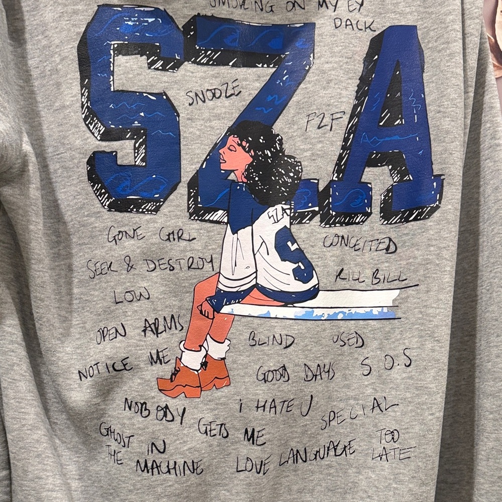 Gray Graphic Hoodie Skirt with SZA Sports Print - Picture 3 of 16